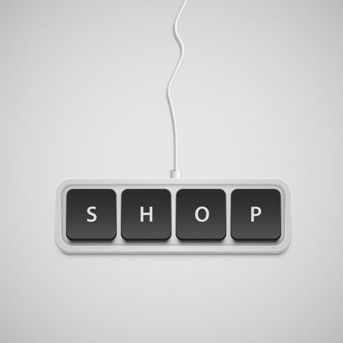 Simplified keyboard with one word only, vector