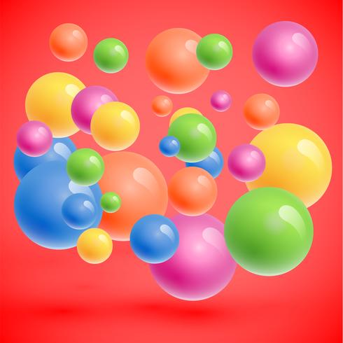 Colorful spheres floating, realistic vector illustration