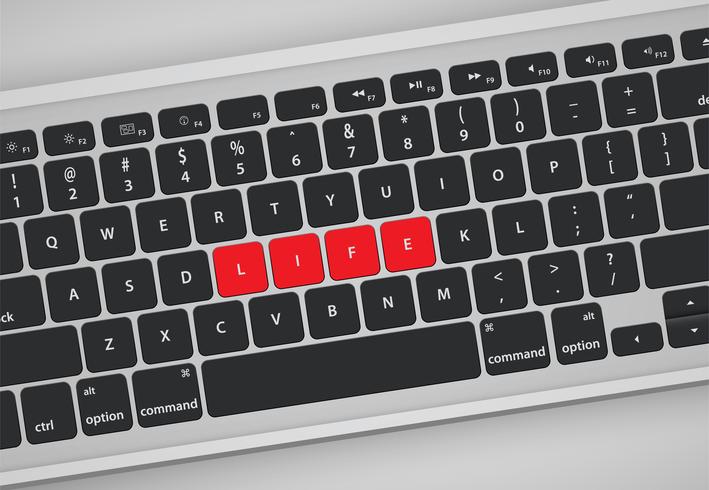 Las letras en el teclado forman una palabra, ilustración vectorial vector