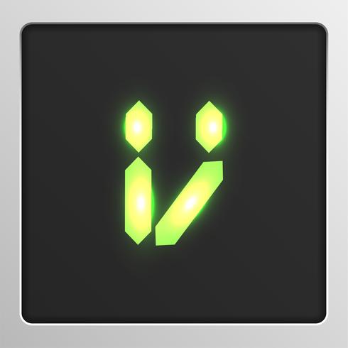 Digital character set typeface on a screen, vector illustration