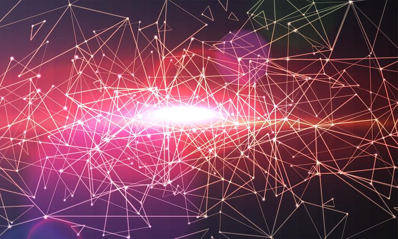 Abstract polygonal colorful background with connected dots and lines, connection structure, futuristic hud background, high quality image with blurred parts vector