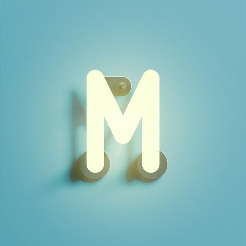 Realistic neon character from a fontset, vector illustration