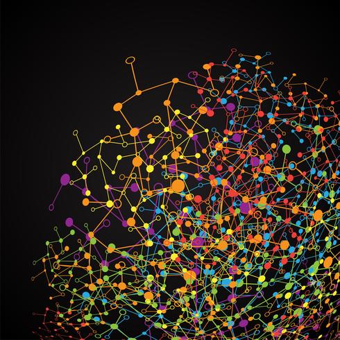 Abstract polygonal background with connected dots and lines, connection structure, futuristic hud, vector illustration