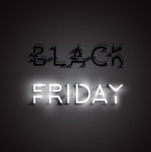 Signo de neón realista &#39;BLACK FRIDAY&#39;, ilustración vectorial vector