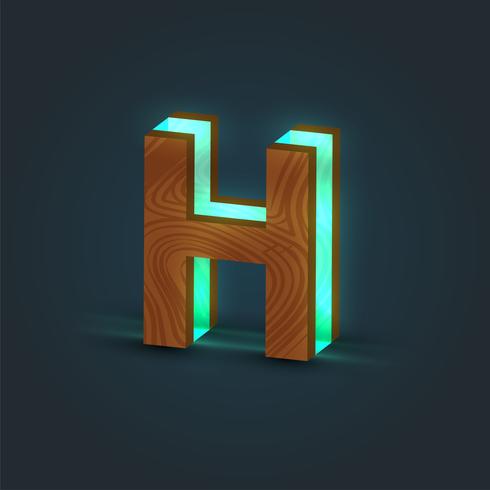 3D, realistic, glass and wood character from a typeface, vector