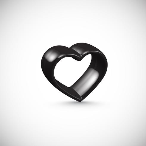 Black 3D heart frame, vector illustration