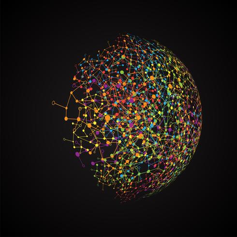 Dotted world with connections, vector illustration