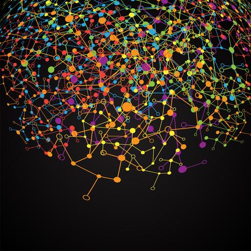 Abstract polygonal background with connected dots and lines, connection structure, futuristic hud, vector illustration