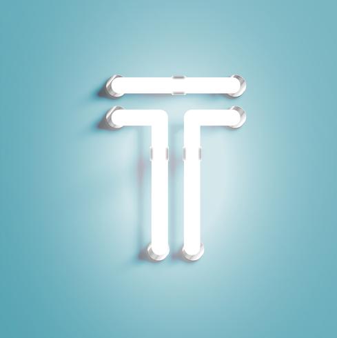 Realistic neon character from a fontset, vector illustration