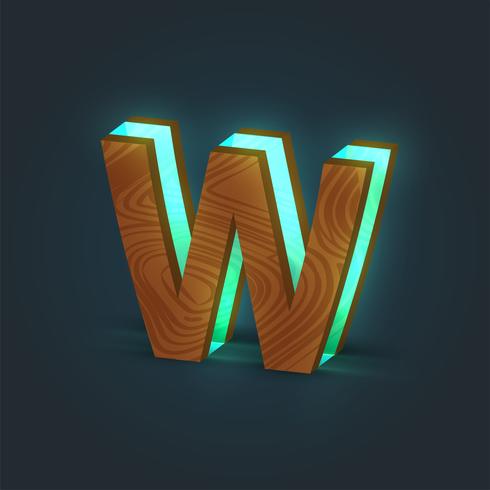 3D, realistic, glass and wood character from a typeface, vector