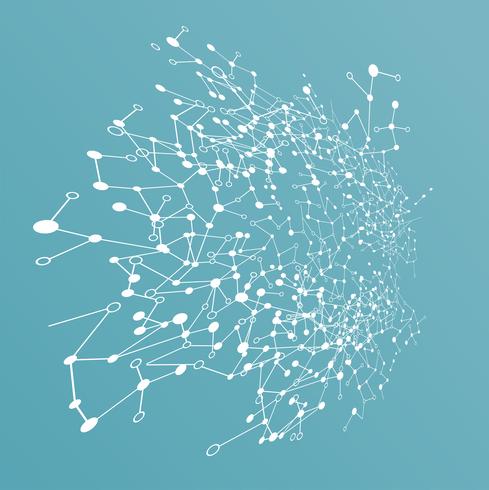 Abstract polygonal background with connected dots and lines, connection structure, futuristic hud, vector illustration