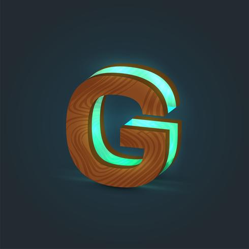3D, realistic, glass and wood character from a typeface, vector
