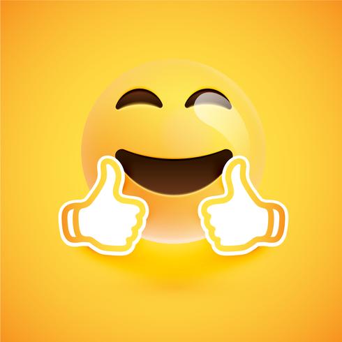 Emoticon with thumbs up, vector illustration