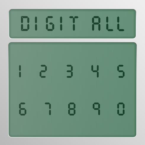Digital character set from a typeface on a screen, vector illustration