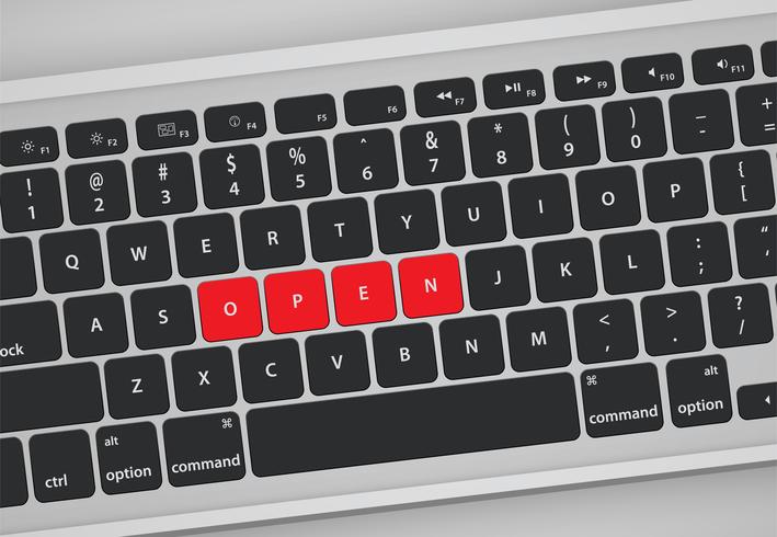 Las letras en el teclado forman una palabra, ilustración vectorial vector