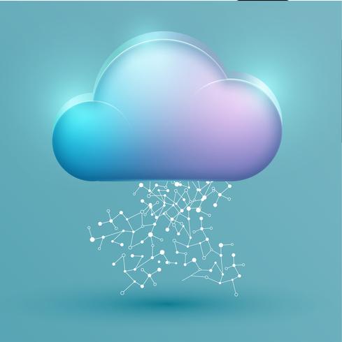 Colorful cloud icon with connections, vector illustration