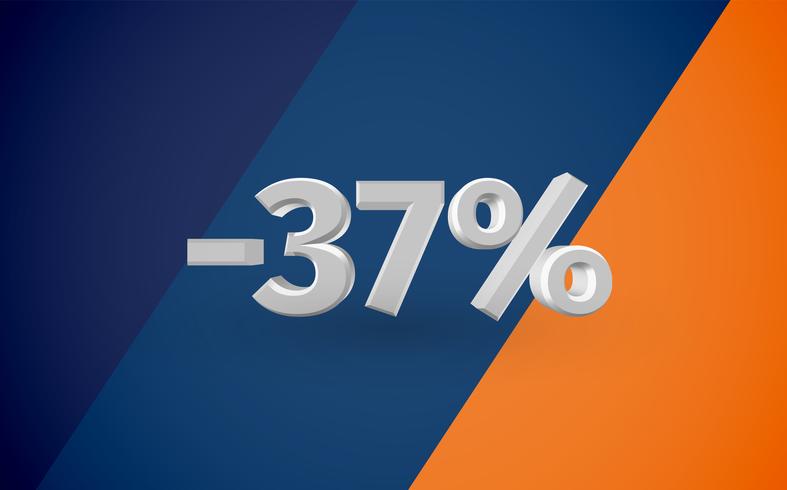 3D sale illustration with percentage, vector