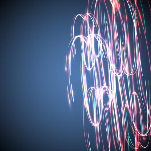 Neon blurry circles on a blue background, vector illustration.