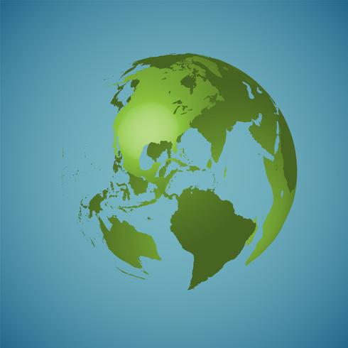 World globe on a blue background, vector illustration