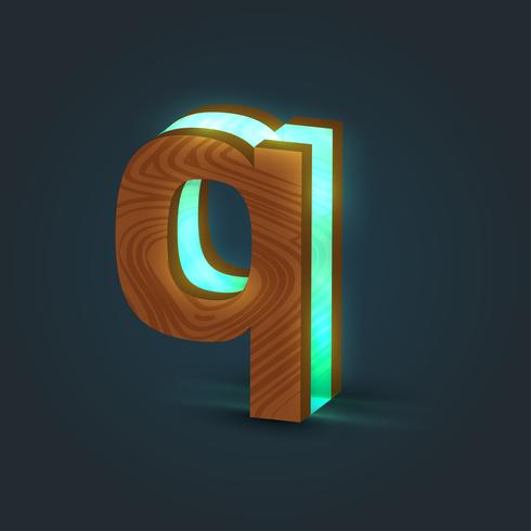 3D, realistic, glass and wood character from a typeface, vector