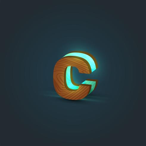3D, realistic, glass and wood character from a typeface, vector