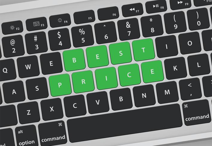 Las letras en el teclado forman una palabra, ilustración vectorial vector