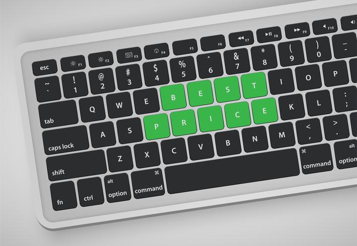 Las letras en el teclado forman una palabra, ilustración vectorial vector