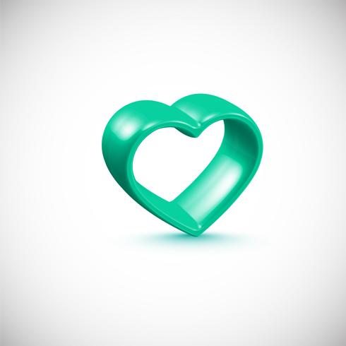 Turquoise 3D heart frame, vector illustration