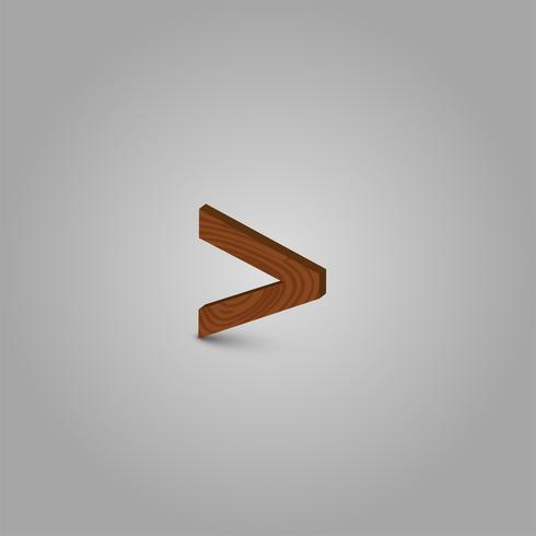 Realistic wood character from a typeset, vector illustration