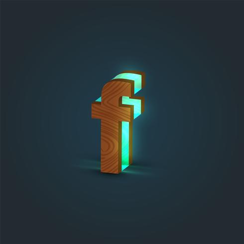 3D, realistic, glass and wood character from a typeface, vector