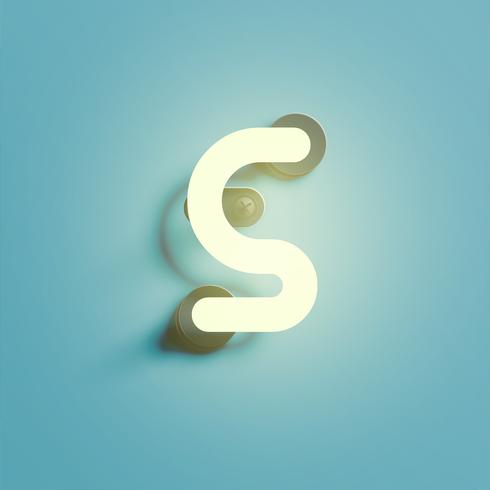 Realistic neon character from a fontset, vector illustration