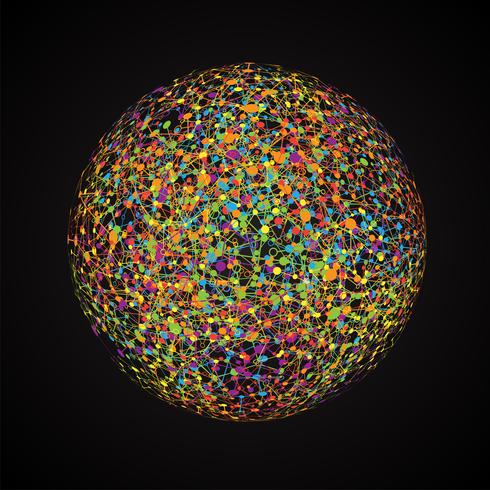 Dotted world with connections, vector illustration