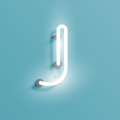 Realistic neon character from a fontset, vector illustration