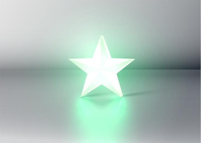 Glowing green 3D star rating, vector illustartion