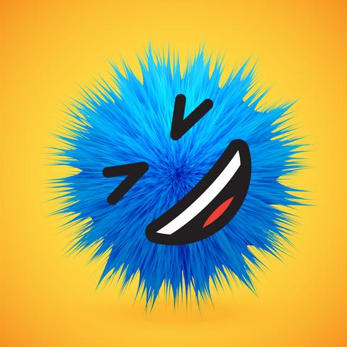 High-detailed 3D fur smiley emoticon, vector illustration