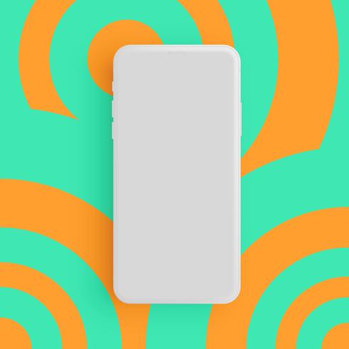 Realistic matte grey phone with colorful background, vector illustration