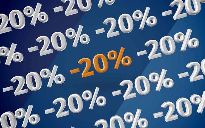 3D sale illustration with percentage, vector