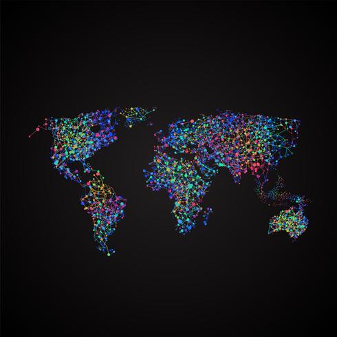 Dotted world with connections, vector illustration