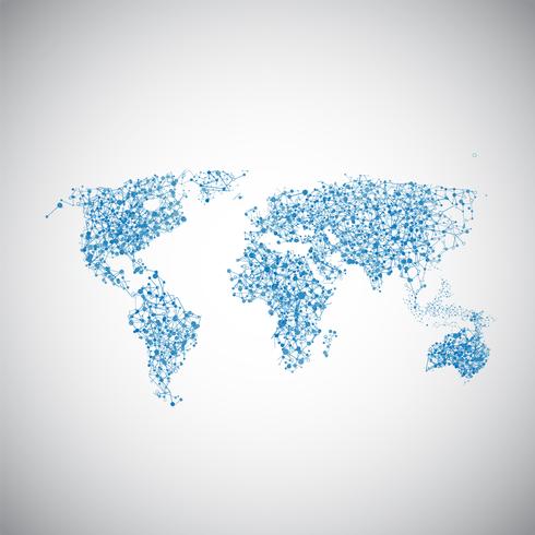 Dotted world with connections, vector illustration