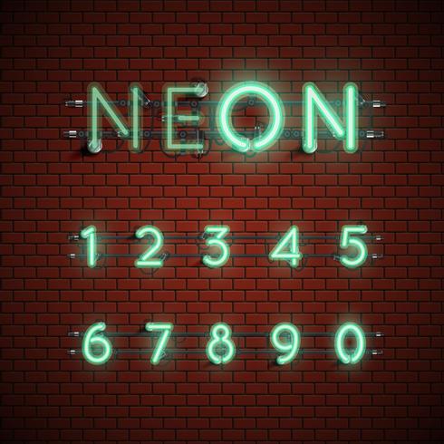 High detailed neon font set, vector illustration