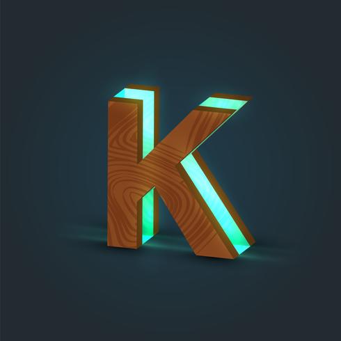 3D, realistic, glass and wood character from a typeface, vector