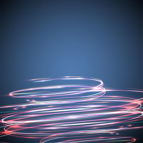 Neon blurry circles on a blue background, vector illustration.