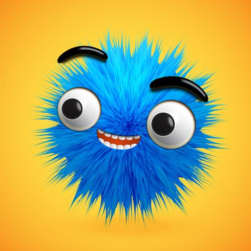 High-detailed 3D fur smiley emoticon, vector illustration