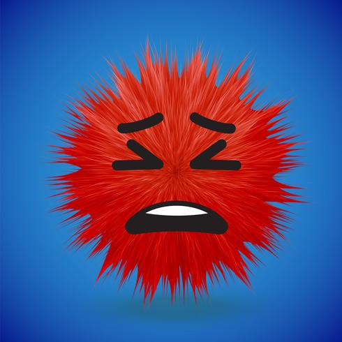 High-detailed 3D fur smiley emoticon, vector illustration