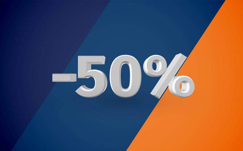 3D sale illustration with percentage, vector