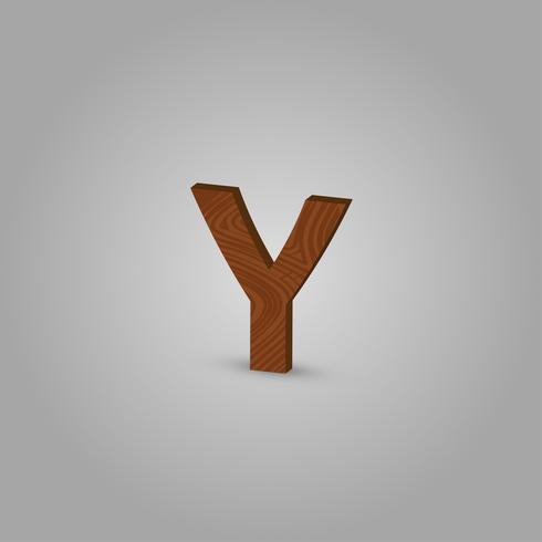 Realistic wood character from a typeset, vector illustration