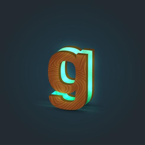 3D, realistic, glass and wood character from a typeface, vector