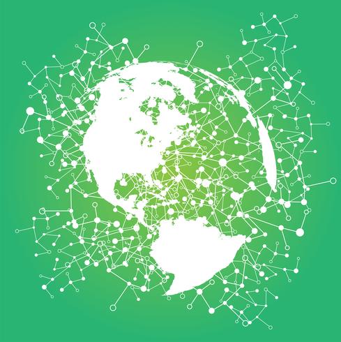 Dotted world with connections, vector illustration