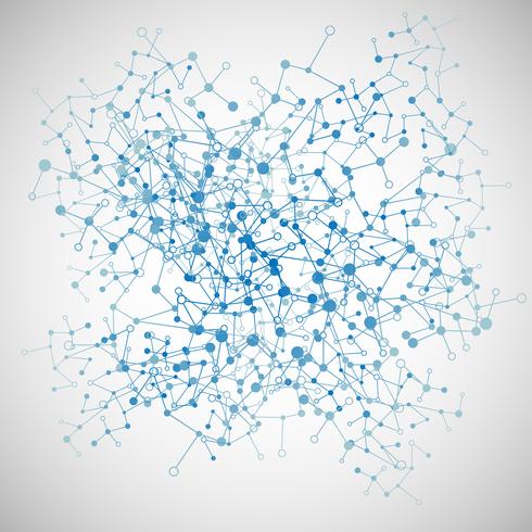 Abstract polygonal background with connected dots and lines, connection structure, futuristic hud, vector illustration
