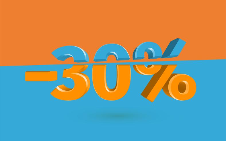 3D sale illustration with cut percentage, vector